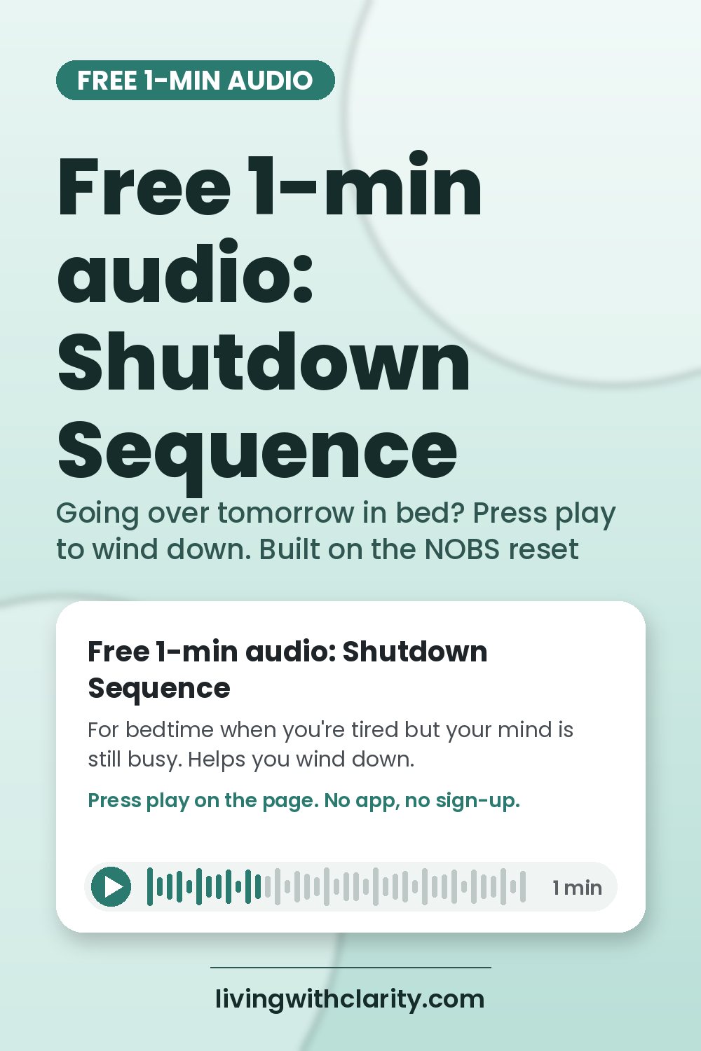 Pin graphic: Can't sleep because your brain won't switch off? Try this tonight. Free The Sleep Pack from livingwithclarity.com